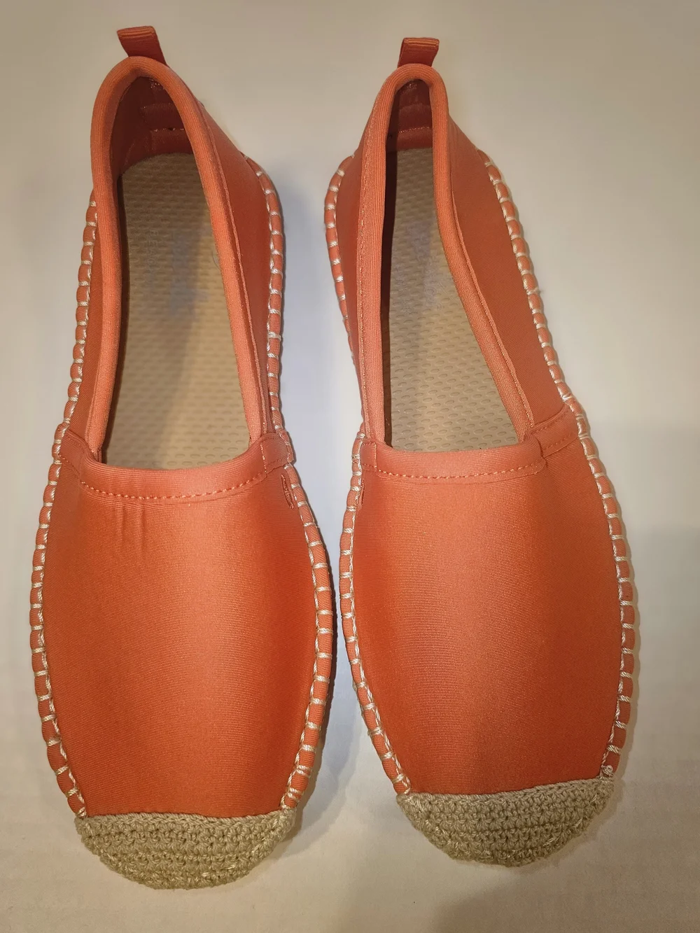 Orange Espadrille Slip-On Flats for Women